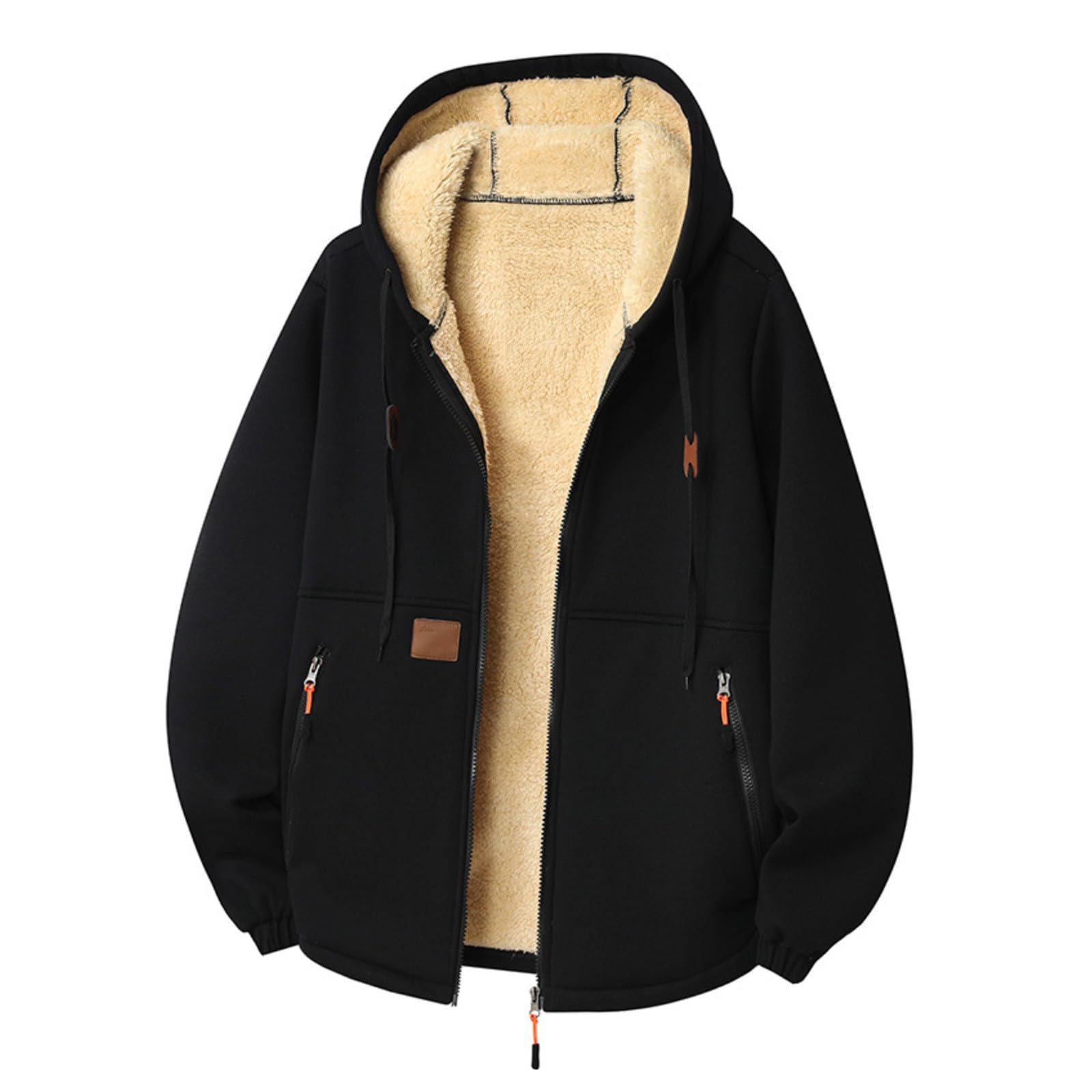 Forros Polares para Hombre, Chaqueta con Capucha de Polar, Suave, Forro térmico, Cremallera Completa, acogedora, para Exteriores, Informal, cálida, para Invierno, Ajuste cómodo