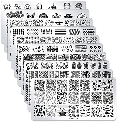 SILPECWEE 10Pcs Nail Art Stamping Plates Set Animals Design Nail Image Stamp Plates Manicure Templates Nail Art Tools
