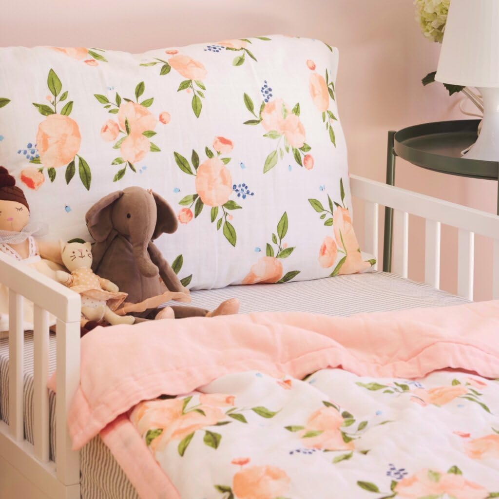 Toddler Comforter in Cotton Muslin - Watercolor Roses Grande 2