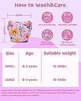 Vista 37 de Alva, Pañales de bebé para nadar, paquete de 2 unidades, talle único, reutilizable, lavable y ajustable de 0 a 36 meses. Tamaño de 10 a 40 lbs