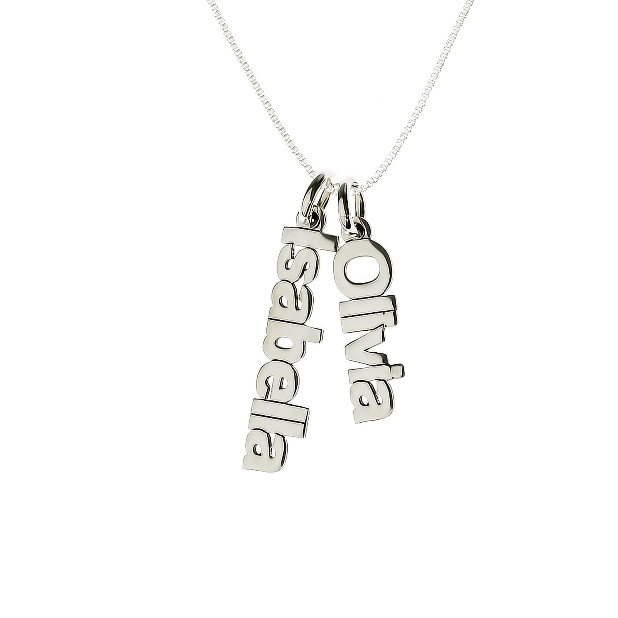 AJ's CollectionPersonalized Double Sidelong Nameplate Sterling Silver Necklace. Customize Two Charms. Choice of Sterling Silver Chain. Keep The Key to Your Heart, Close to Your Heart for Couples.