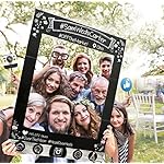 Insta-Themed Social Media Party Photo Booth Selfie Frame with Emoji & Speech Bubble Props. Great as Vintage Background Photography for Birthday, Anniversary, Wedding Event Decoration - Image 2