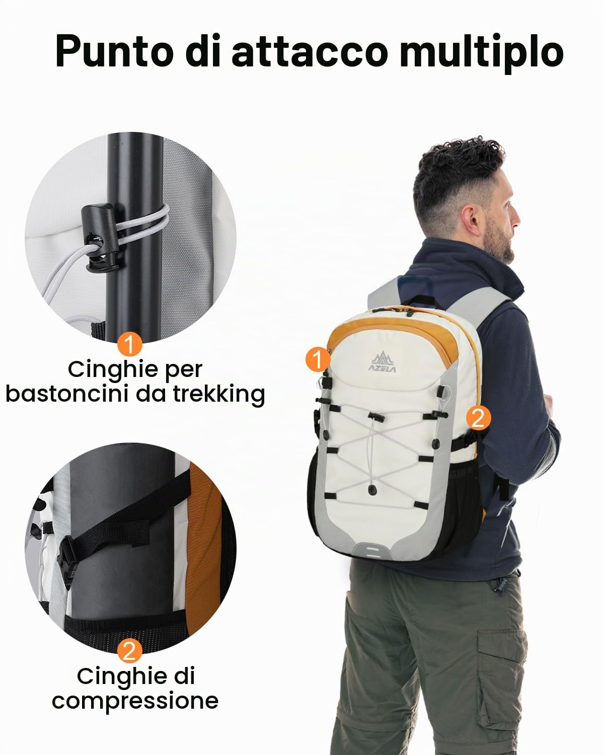20L Zaino Escursionismo Uomo Donna, Zaino Trekking Piccolo con Striscia Riflettente, Zaini Sportivo Impermeabile per Viaggio Campeggio