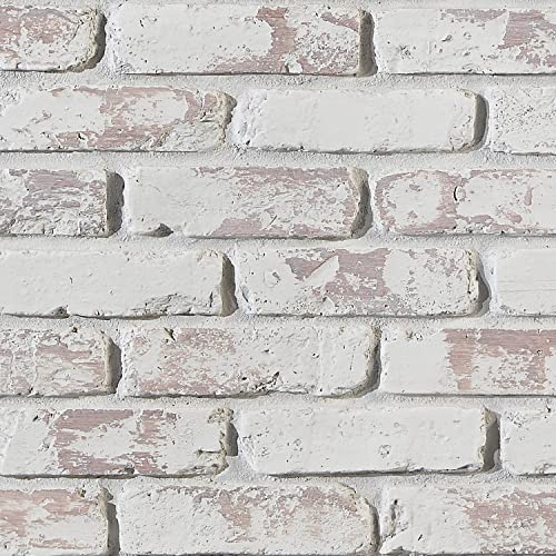 AZ Faux High-Density Polyurethane Brick Wall Textured Panels for Interior and Exterior Decor | Old Medford | 8" L x 8" H | Sample Size | Whitewash