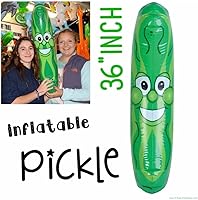 Vista 2 de Cabeza de pepinillo sonriente inflable gigante gigante de 36 pulgadas (3 pies). Vinilo inflable de cara inflable para playa, piscina, flotador