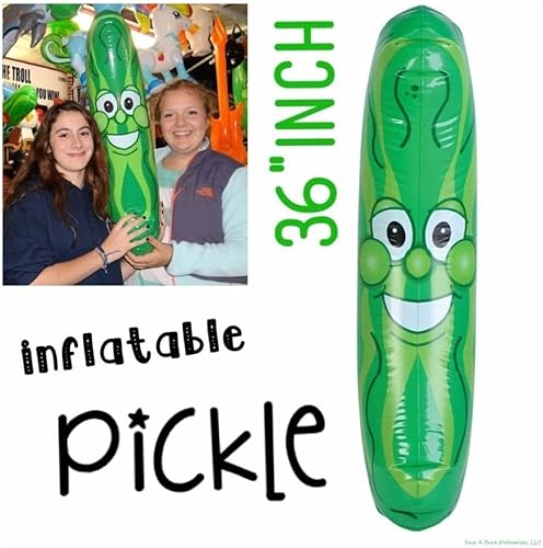 Miniatura 2 de Cabeza de pepinillo sonriente inflable gigante gigante de 36 pulgadas (3 pies). Vinilo inflable de cara inflable para playa, piscina, fideos, broma,