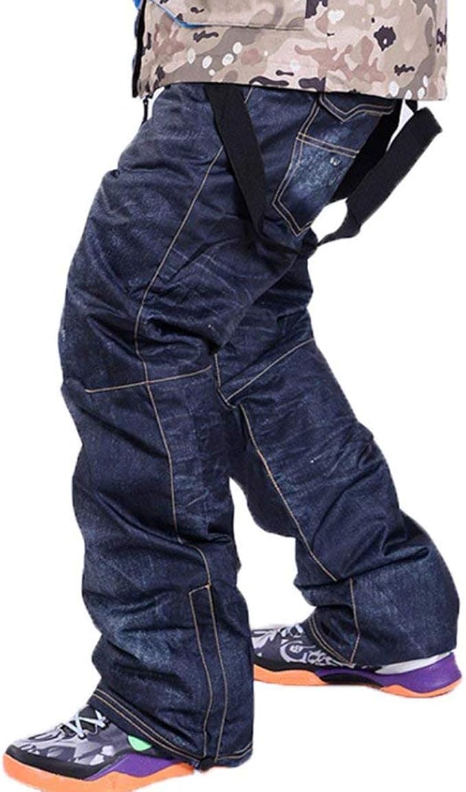Amazon Co Jp スキーウェア メンズ 上下セット スノボ ウェア デニム風 スノーボードパンツ 撥水 サロペット 服 ファッション小物