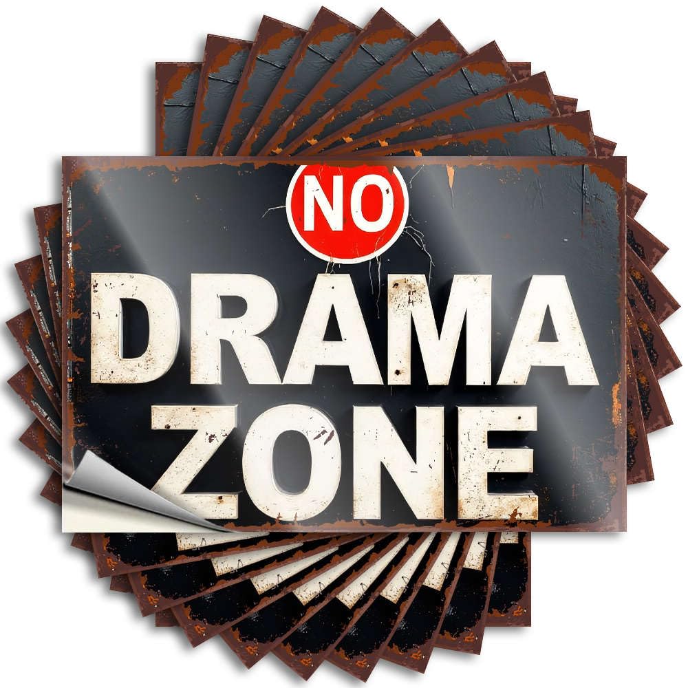 Fzfn Colour Quote Decor For Bedroom Waterproof Vinyl Sticker | No Drama Zone Good Bottle For Free Diy Projects(8X12cm)
