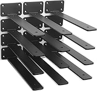 MHMYDZ 12 Pack 10 Inch Black Hidden L Shelf Brackets - 5mm Thick Heavy Duty Iron Floating Supports for Rustic Industrial Shelves