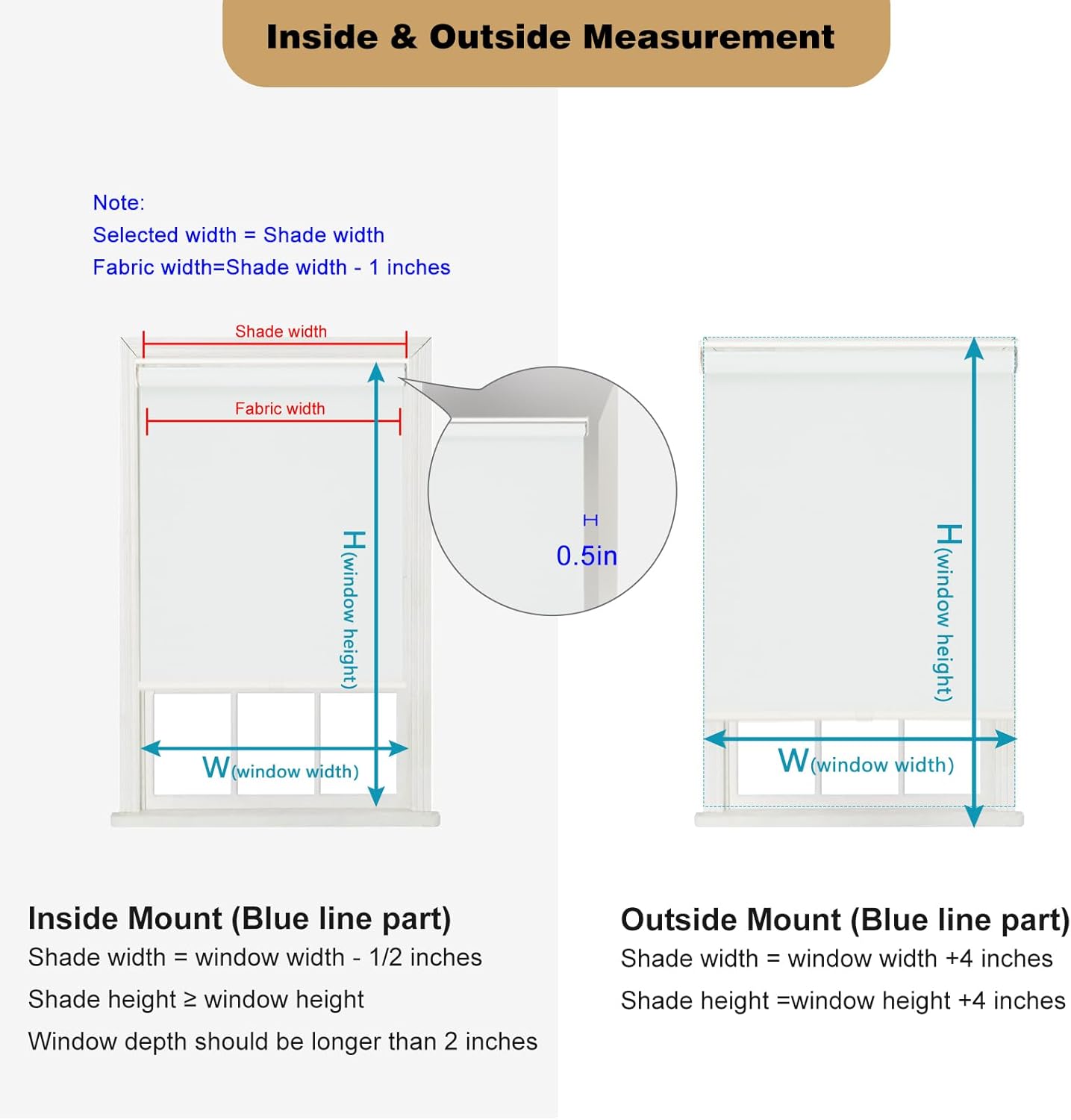 Changshade Blackout Roller Shades for Indoor Windows,Cordless Roller Blinds,Free-Stop Roll Up Shades with Thermal Insulated, Uv Protection Fabric for Bedroom,Office,French Door,White,28" W72 H