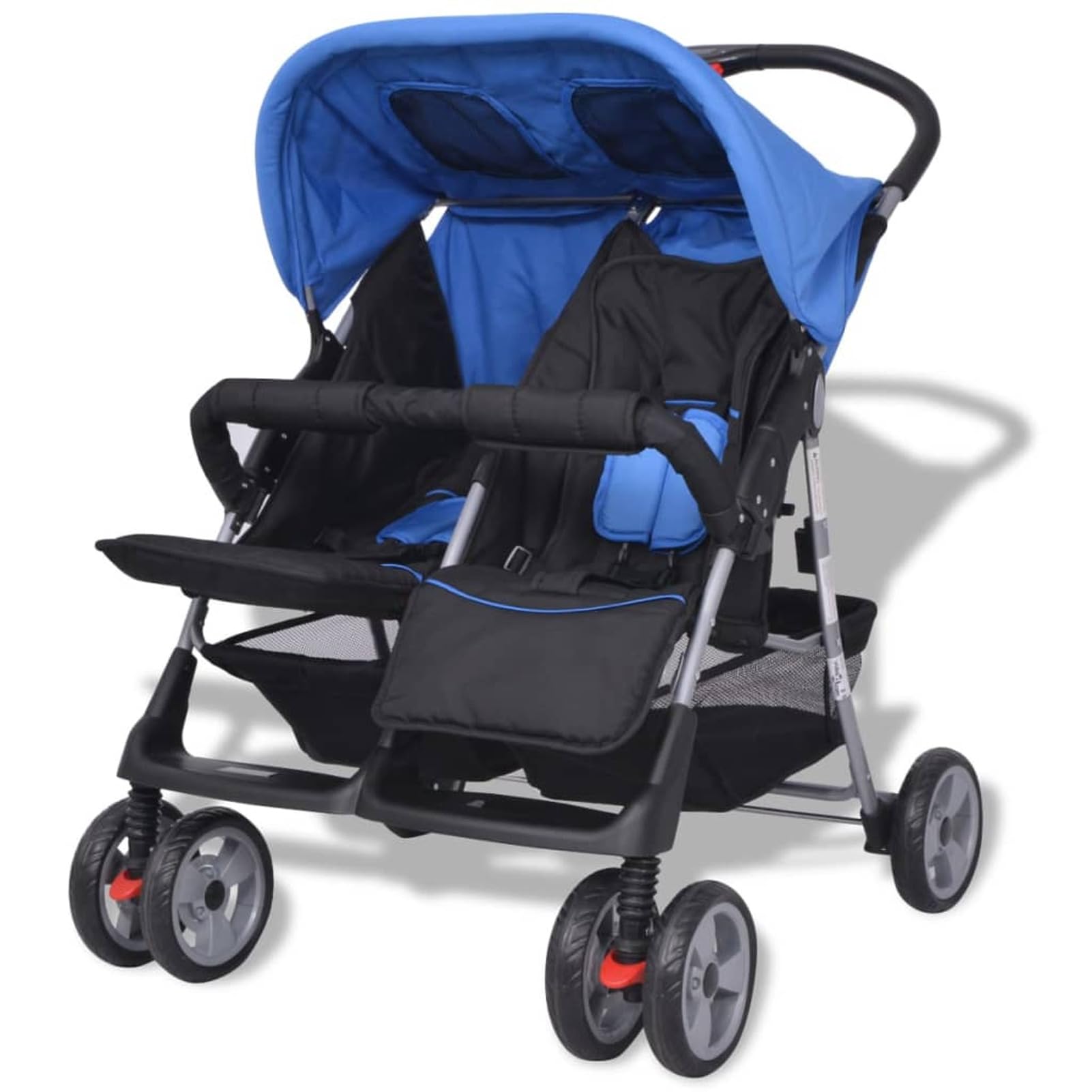 Passeggino Gemellare in Acciaio Blu e Nero,Bebè e bimbi,Trasporto bebè,Passeggini-10109