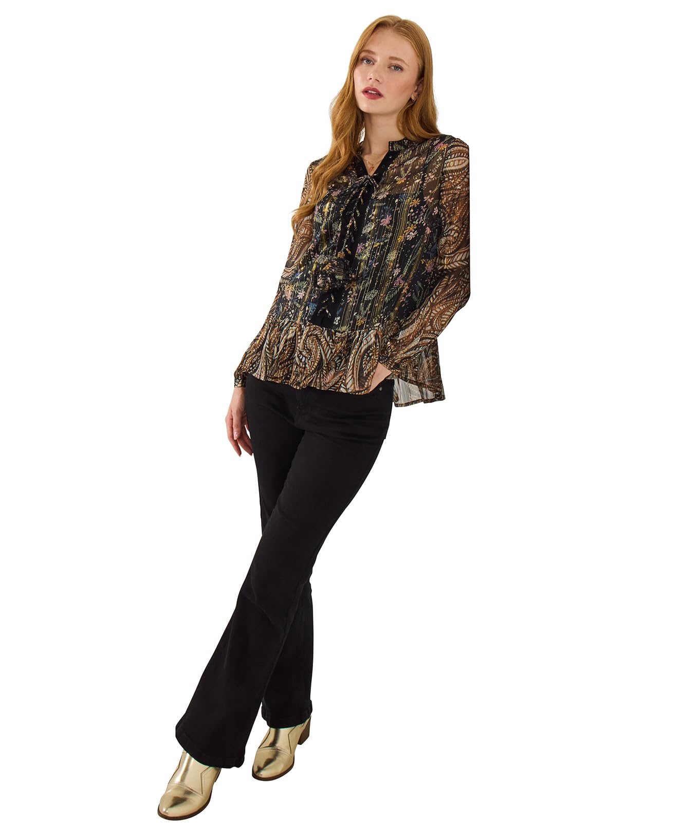 Joe Browns Women's Boho Floral Print Blouse and Cami, Black, 18