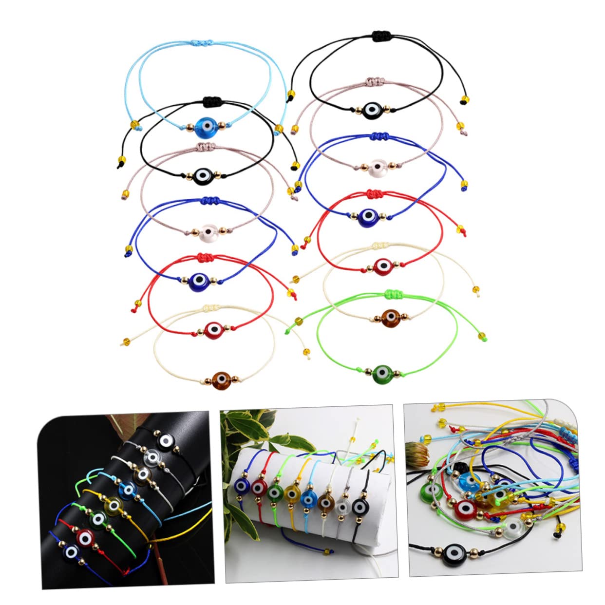 minkissy 48piezas Pulsera De Ojo Maligno Ajustable Para Niñas y Mujeres Amuleto Turco Accesorio De Moda Para Edades