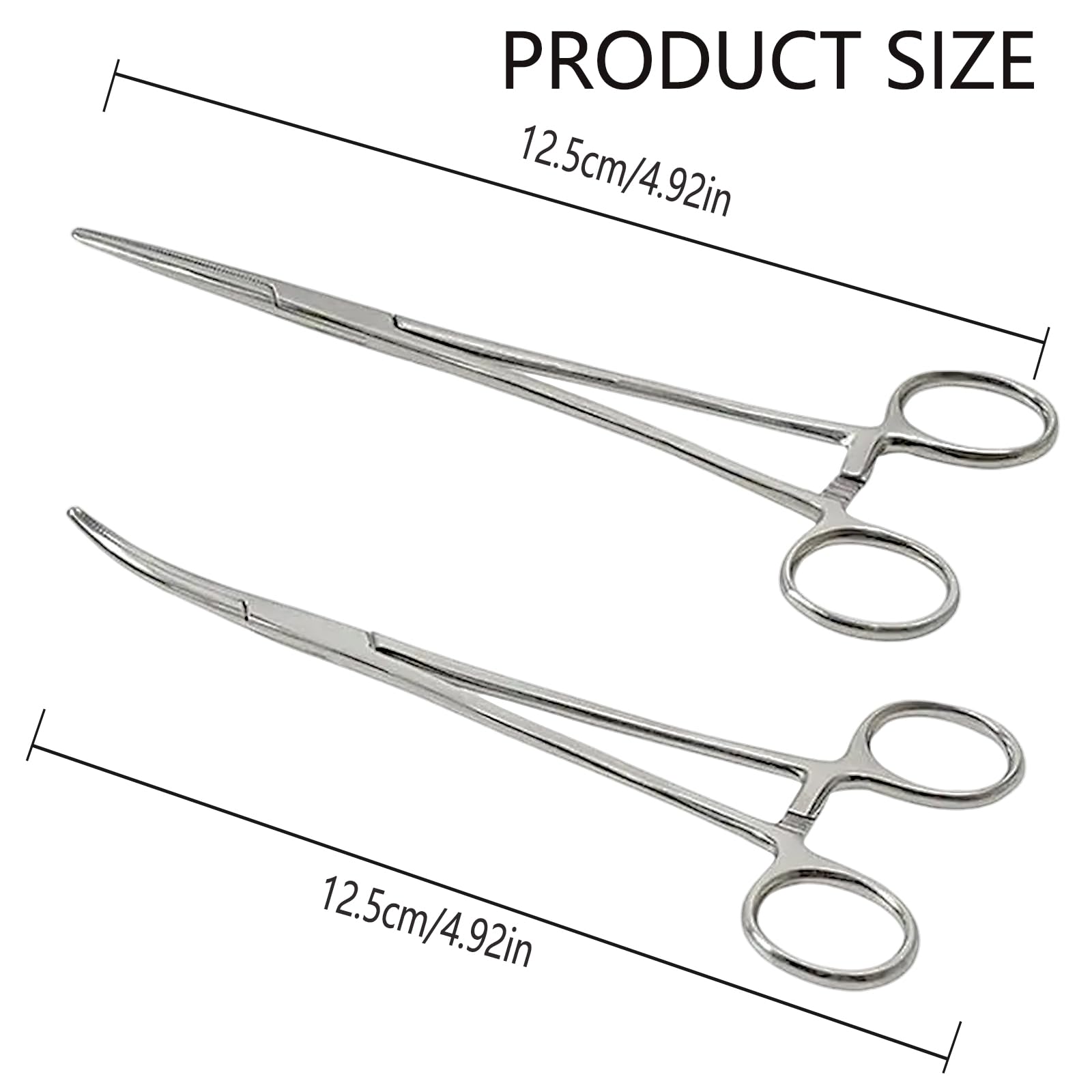 DALAETUS 2 Pcs 12.5cm Piercing Pliers Set, Straight & Curved, Stainless Steel - Image 2