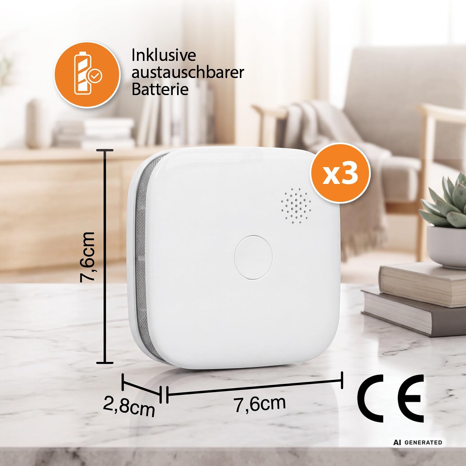 Smartwares Dreierpack vernetzte Rauchmelder von Smartwares – Kostenlose App – 85 dB – Entspricht der Norm EN-14604 – Austauschbare Batterien – LED-Anzeigen – FSM-12603