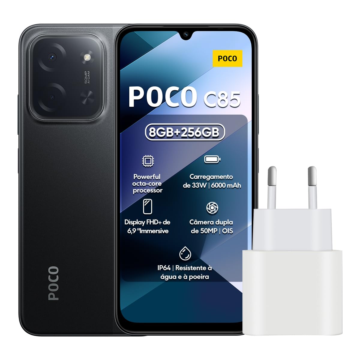 Smartphone Xiaomi POCO C85 4G Negro 8GB RAM 256GB ROM (25078PC3EG