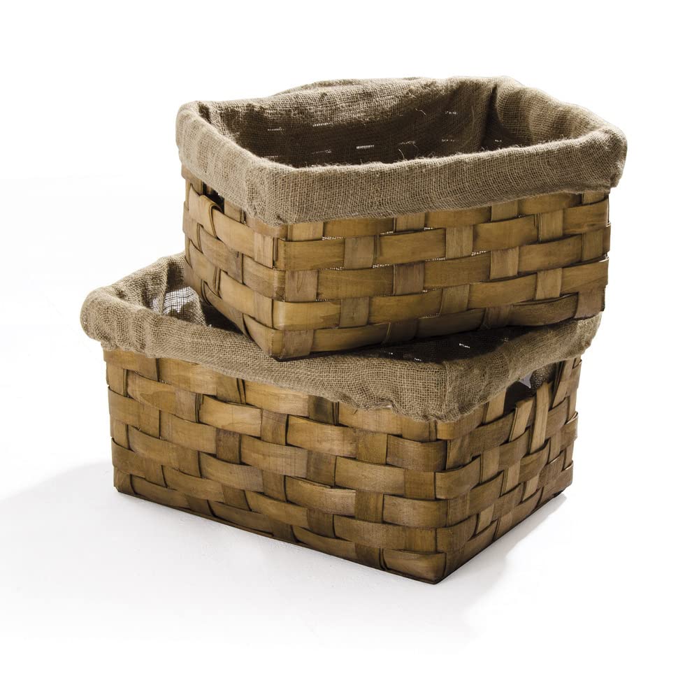 VERDELOOK Set Due ceste portalegna Senza Manici, Grande 61x32 h35 cm Piccolo 50x32 h31 cm, Marrone e Beige