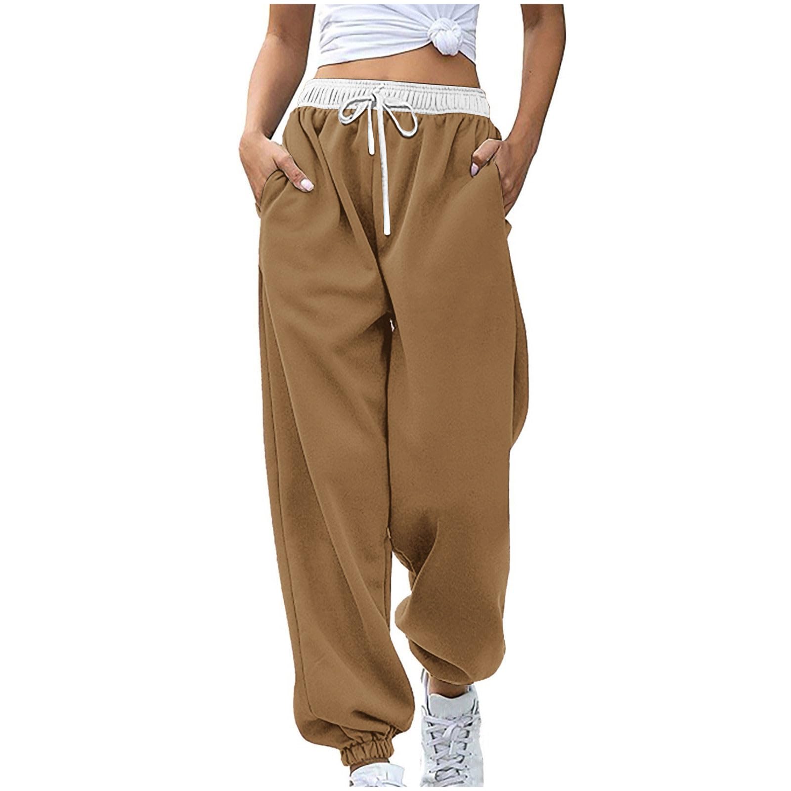 Womens Casual Athletic Cotton Long Sweatpants,Teen Girl Solid Color Cute Hiking Long Pants,Fall Trendy Clothes