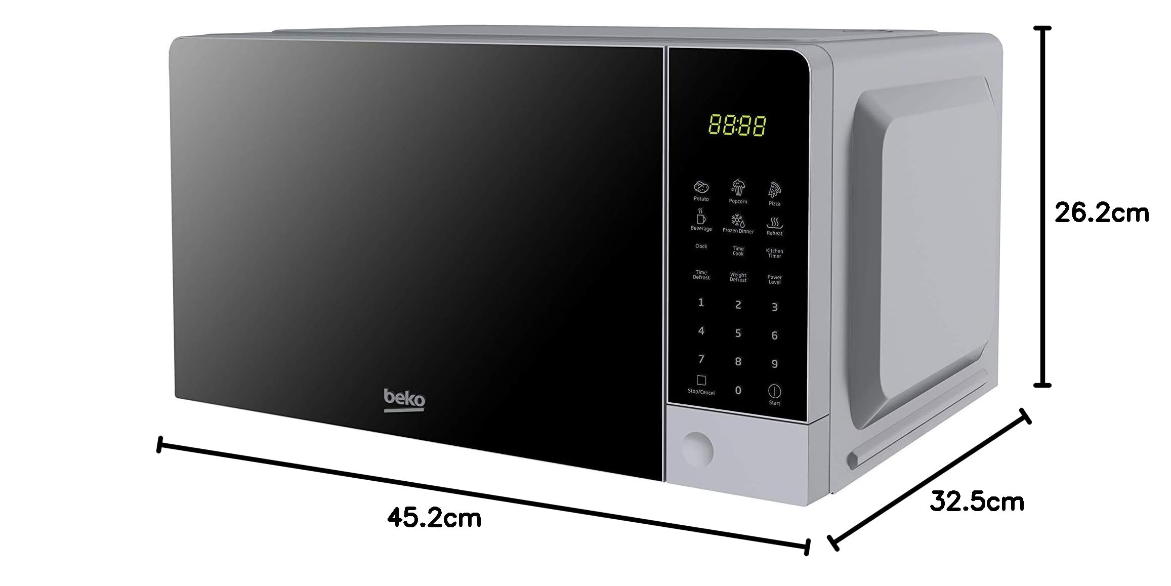 Beko MOC201103S - Forno a Microonde, Digitale, 20 L, 700 W, Argento, ‎45,2 x 32,5 x 26,2 cm