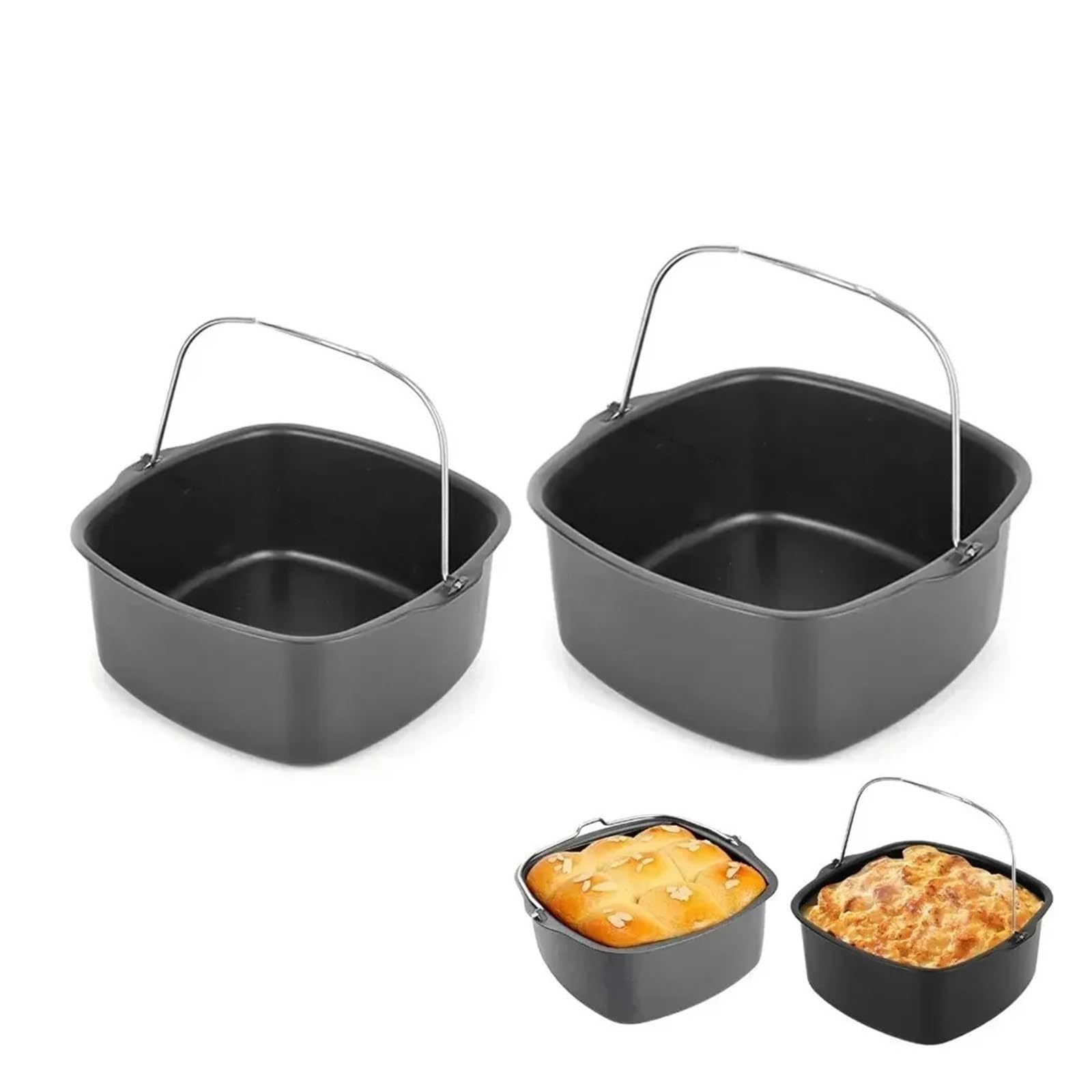 Cestello for friggitrice ad aria in acciaio for cottura | Acciaio, quadrato, antiaderente, multiuso, for torte/arrosto, facile da pulire(17.5cm-7inch)