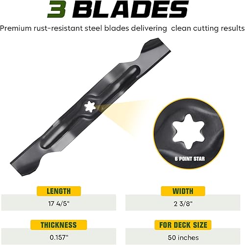 Miniatura 5 de Kit de reconstrucción de cubierta de cortacésped de 50 pulgadas para LTX1050KH LTX1050VT SLTX1050, 3 husillos 618-04825 618-05016 918-04825/3