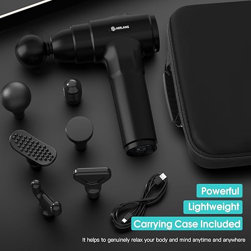 Miniatura 6 de AERLANG Pistola de masaje, masaje de espalda muscular de tejido profundo para atletas, alivio del dolor, masajeador de percusión con 6 cabezas de