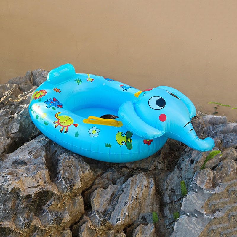 Image of Kids Elephant Shape Swimming Tube Ring Air Blowing Inflatable Cartoon for Summers Holidays Vacations Pool Parties 2 to 8 Years Children Boy Girl Toddlers Birthday Present Returns Gift