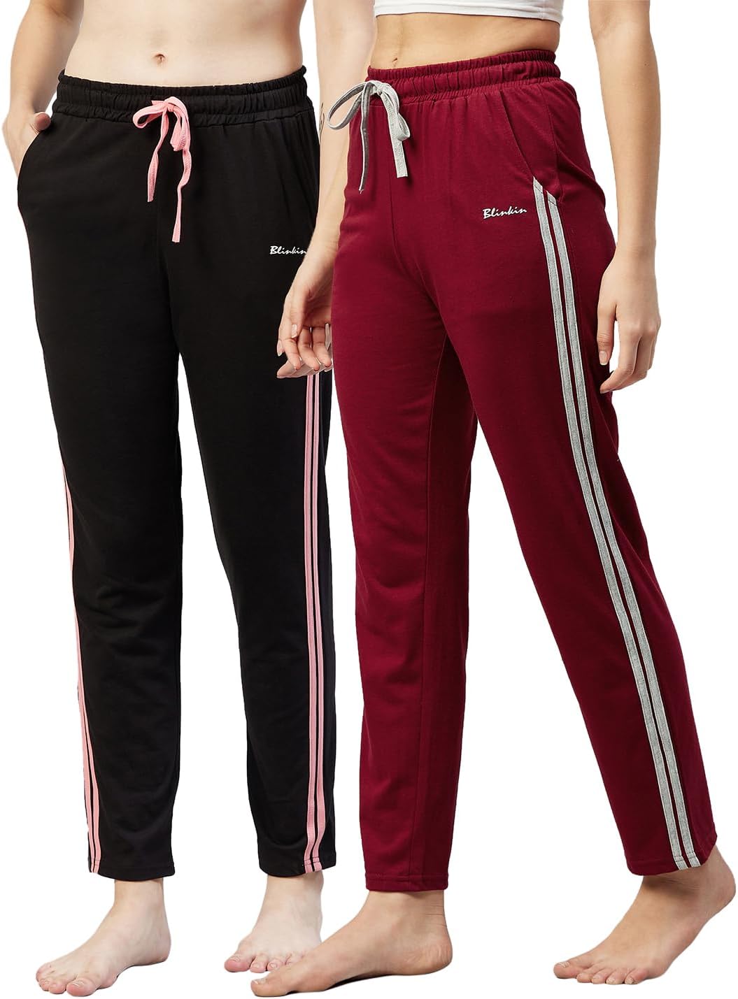 - Women Cotton Stribed Casual Style Pyjamas|Lowers With 2 Side Pockets : Ideal For Night Wear & Comfort Wear - The Ultimate Relaxed Fit Track Pants (Combo-608)