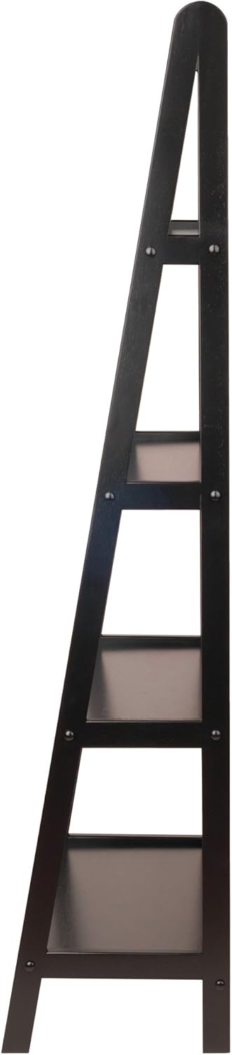 Transitional Espresso Wood 4-Tier Ladder Bookcase