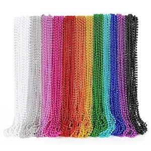 EOBOH 144PCS Mardi Gras Beads, Metallic 12 Kinds Bead Necklace Party Supplies, 33″ Mardi Gras Necklace Costume Stuff, Festival Parade Throw Accessories for Wedding Birthday Celebrations Decorations