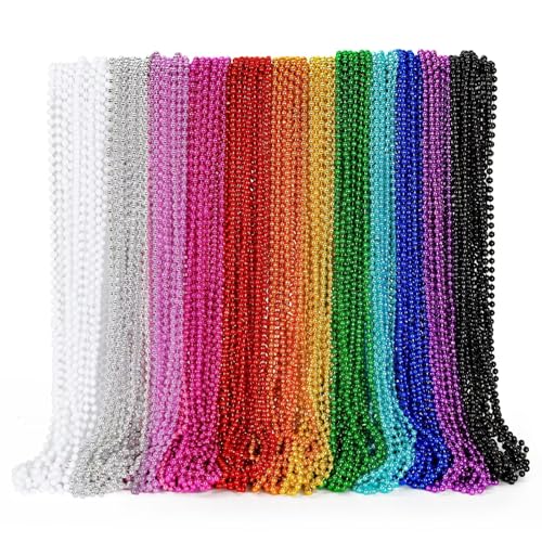 EOBOH 144PCS Mardi Gras Beads, Metallic 12 Kinds Bead Necklace Party Supplies, 33" Mardi Gras Necklace Costume Stuff, Festival Parade Throw Accessories for Wedding Birthday Celebrations Decorations by EOBOH - Used condition - US$17.52