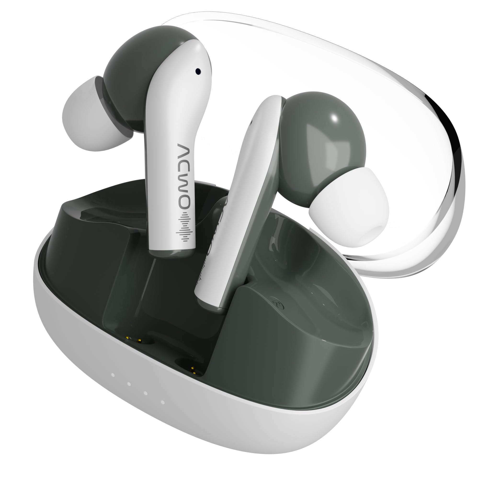 ACwO Dwots 535-V2 in Ear Truly Wireless Earbuds, Made in India, 60H Playtime, 50Ms Low Latency, Auto Connect with Bluetooth V5.4, 10Mm Bass Boom X Drivers, Luxe White