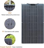 Vista 3 de XINPUGUANG Panel solar flexible de 100 W, 200 W, 12 V, módulo monocristalino, controlador de carga de 20 A, cable de extensión, cable de clip