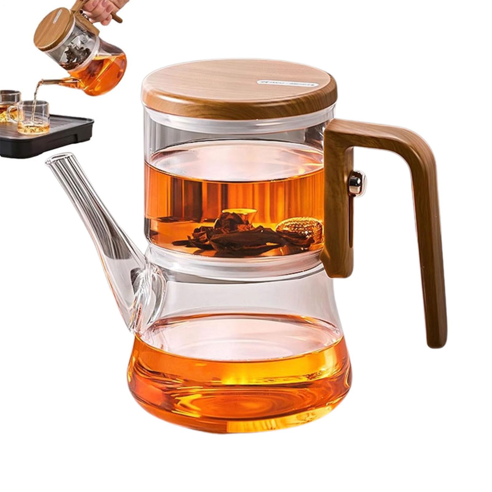 Magnetic Tea Pot, Separation Removable Infuser Teapot, Sturdy Glass Tea Pot, High Temperature Resistant, Press Control Teapot, Flower Tea Pot, Loose Tea Teapot, Glass Infuser Teapot, Tea Brewi
