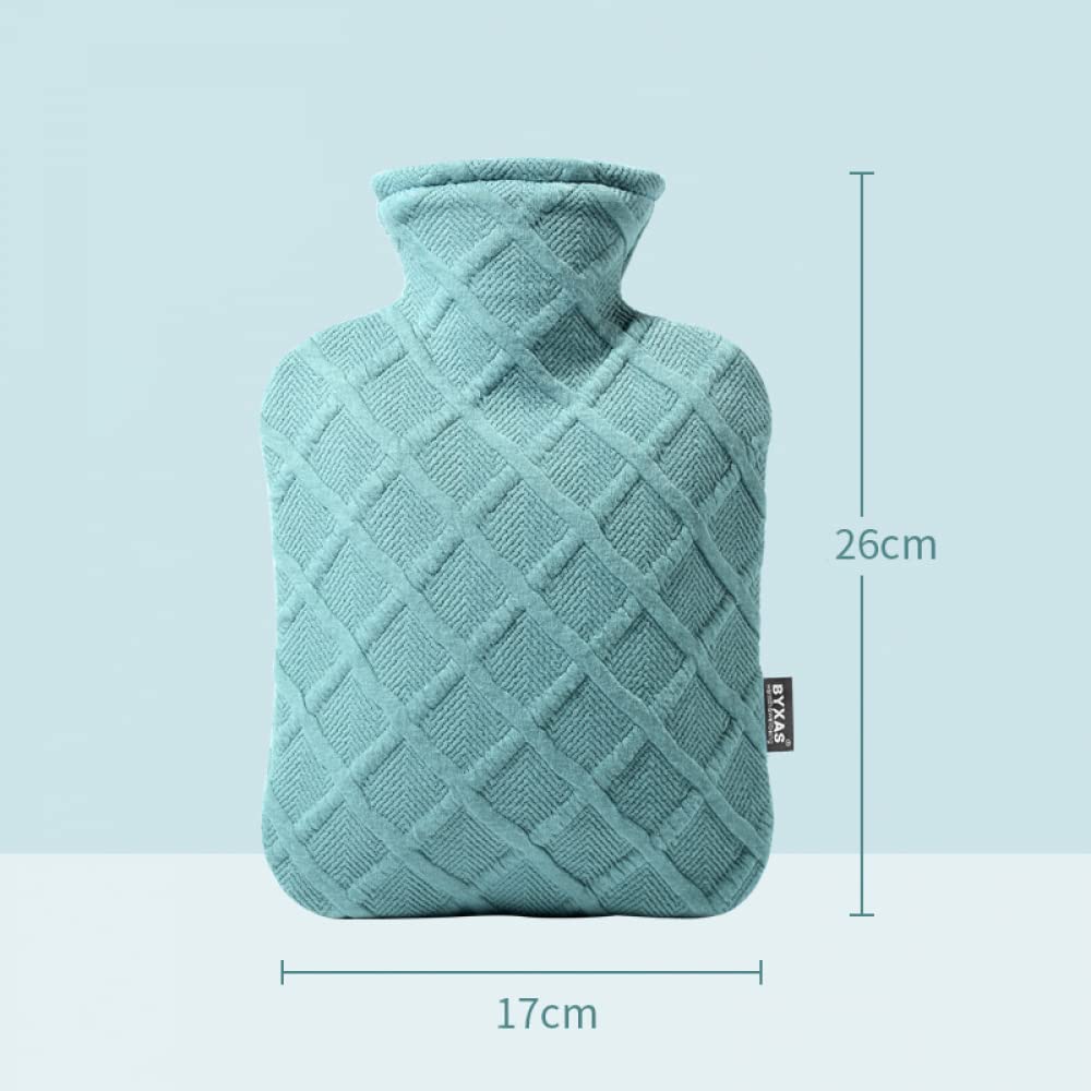 Bolsa de Agua Caliente con Tapa 1.2L Botella de Agua Caliente Clásica Libre de BPA para la Cama, Dolor de Hombro y Calentador de Pies de Mano, Calambres Menstruales, Compresa Caliente -Black