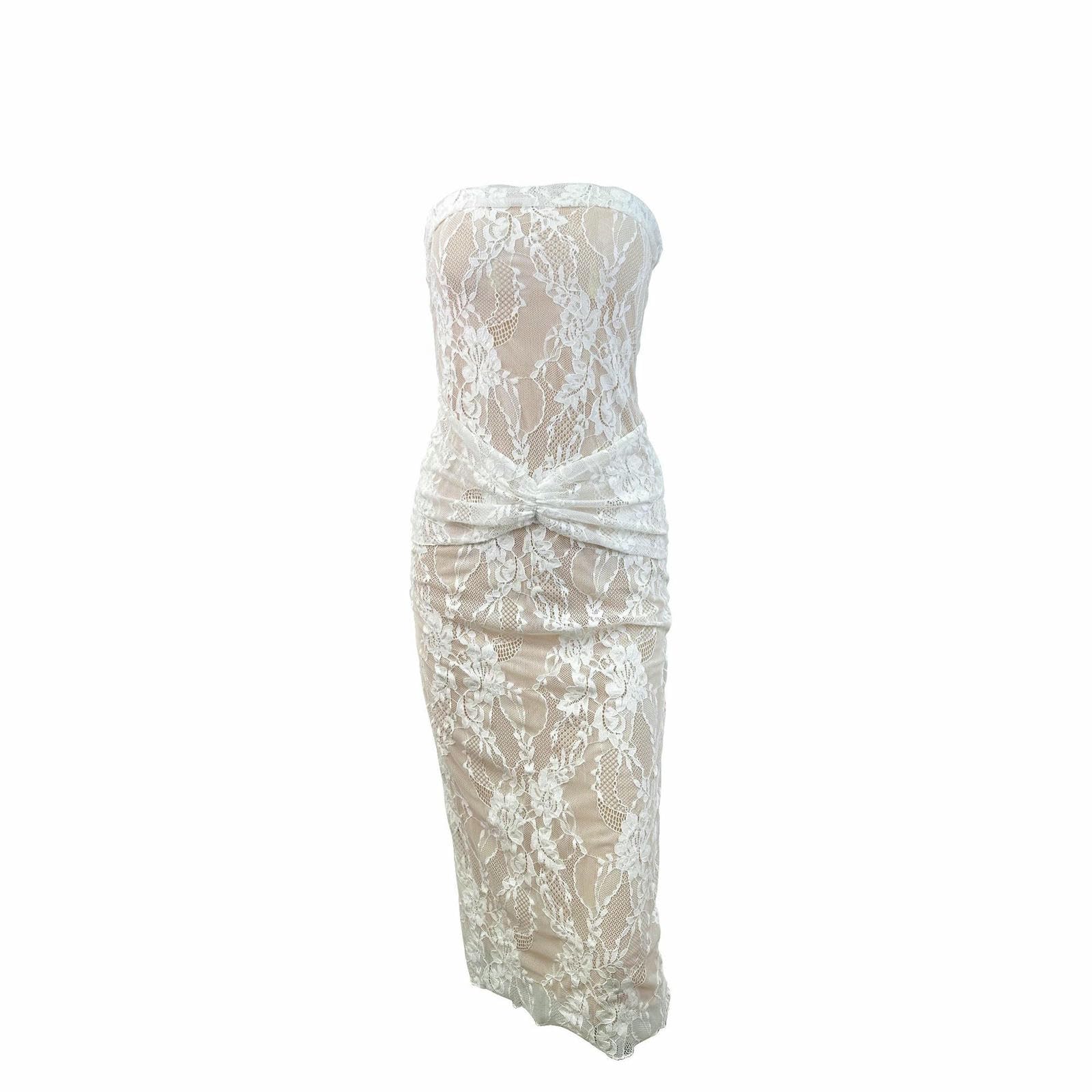 Robe Maxi D'été pour Femmes, sans Manches Manches, Supérieure en Dentelle Manches-Blanc-m