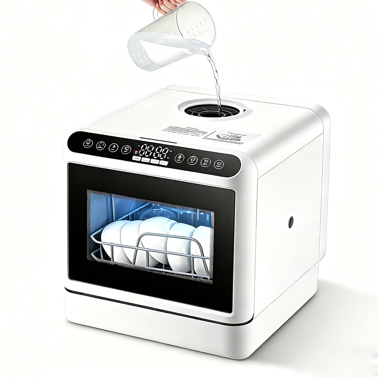 Zmywarka Stołowa, Zmywarka Stołowa Bez Instalacji Hydraulicznej Ze Zbiornikiem 5 L, Energooszczędna, 6 Programów Zmywania, Czyszczenie W Wysokiej Temperaturze 72 ℃ I Spray Wirujący 360° Do Kuchni