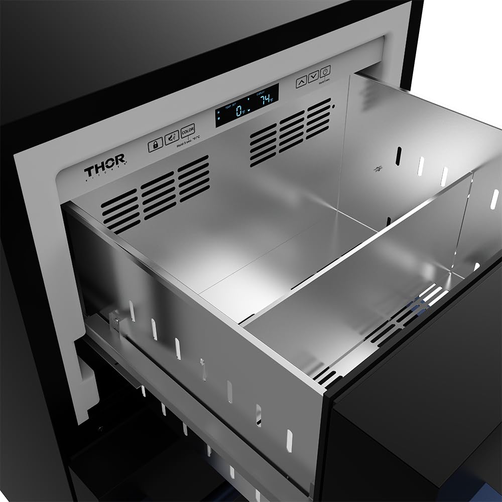 Gordon Ramsay By Thor Kitchen 24 Inch Undercounter Built In/Freestanding Drawer Freezer In Black And Blue on Fridge.com - View 4