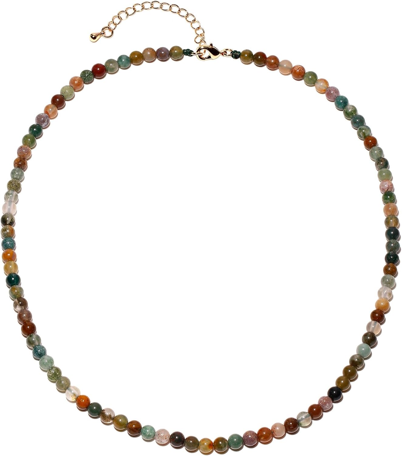 Simple Choker Necklace for Women Real Stone and Crystals Necklaces 4mm Beaded Choker Jewelry Meditation Gift for Women (16″+2″)