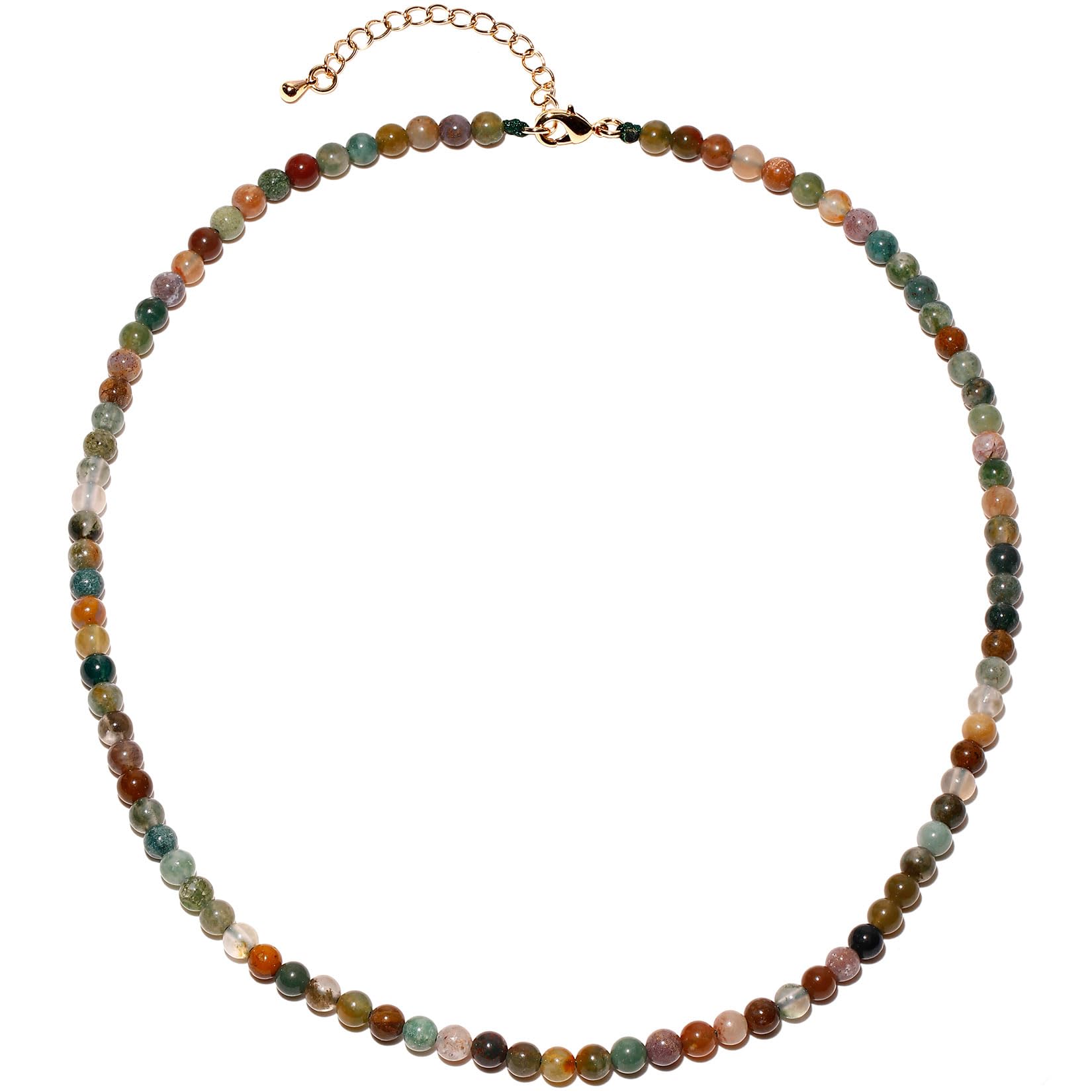 Simple Choker Necklace for Women Real Stone and Crystals Necklaces 4mm Beaded Choker Jewelry Meditation Gift for Women (16"+2")