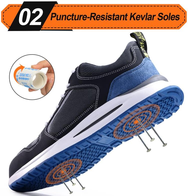 LAoutun Steel Toe Shoes for Men Women Safety Work Shoes Indestructible Steel Toe Sneakers Lightweight Work Shoes Toe Shoes - Image 3