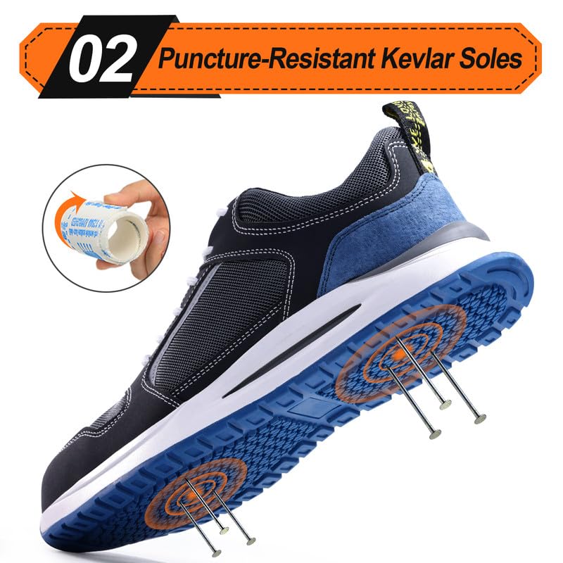 Image of LAoutun Steel Toe Shoes for Men Women Safety Work Shoes Indestructible Steel Toe Sneakers Lightweight Work Shoes Toe Shoes