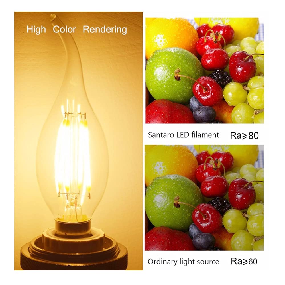 Ruihua E14 6W Dimmbare LED Lampen(Entspricht 60W Halogenbirne) 600LM Warmweiß 2700K Retro Kerzenbirne C35 kleine Energiesparende Edison Spirale Glühbirne,15 Stück