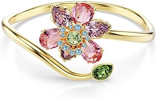 Swarovski Idyllia bangle, Mixed cuts, Flower, Multicolored, Gold-tone finish