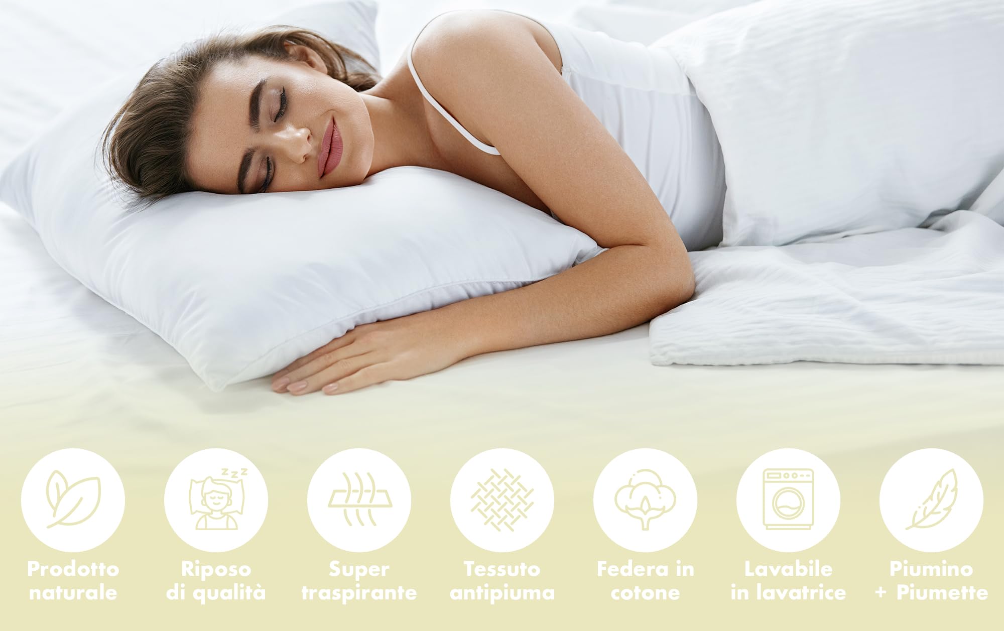 IlGruppone Guanciale dal Trentino in Vera Piuma D'Oca Cuscino Letto Bianco Forma A Saponetta 50 x 80 Cm Prodotto Certificato Oeko Tex Pregiato qualità Hotel Albergo
