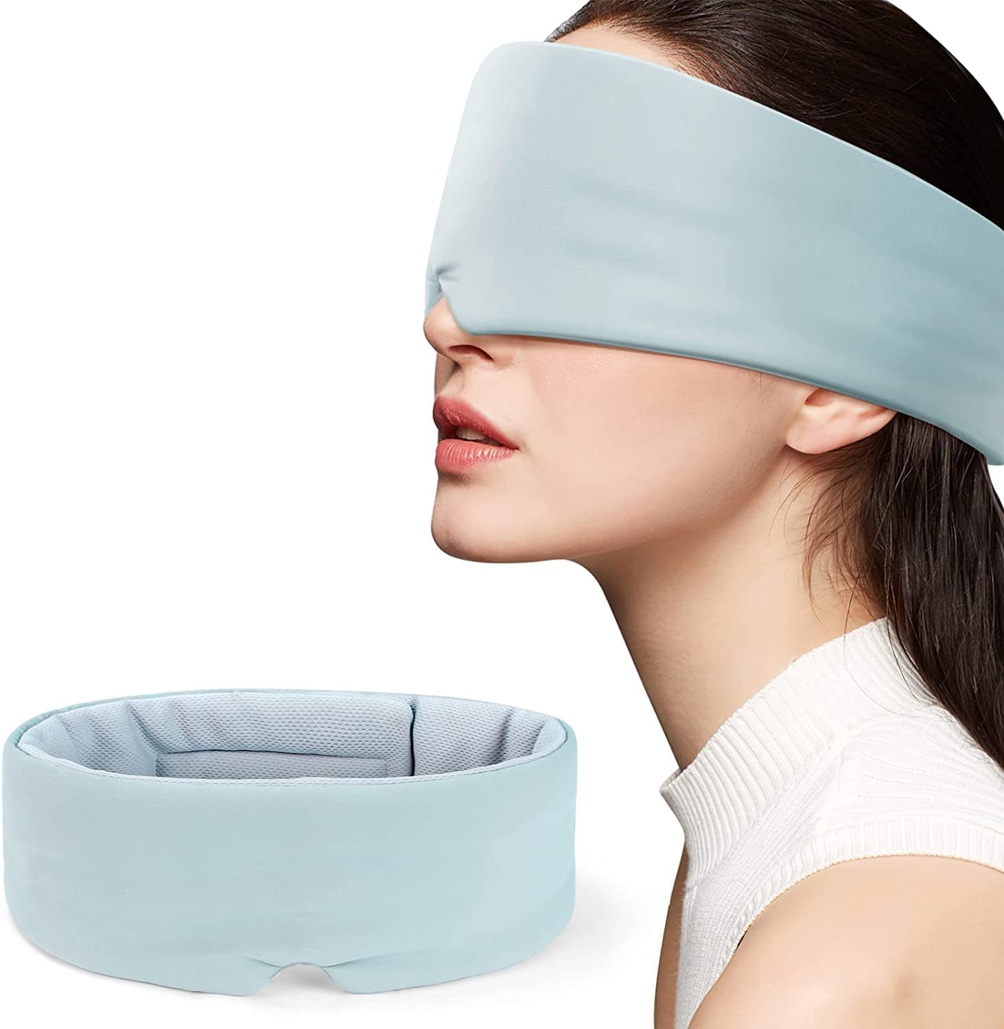 SZYYQ Eye Mask for Sleeping, Sleep Mask Light Blocking for Side Sleepers, Dual-Sided All-Season Sleep Masks for Women Man, Large Eye Covers, with Adjustable Velcro, for Travel,Nap,Yoga