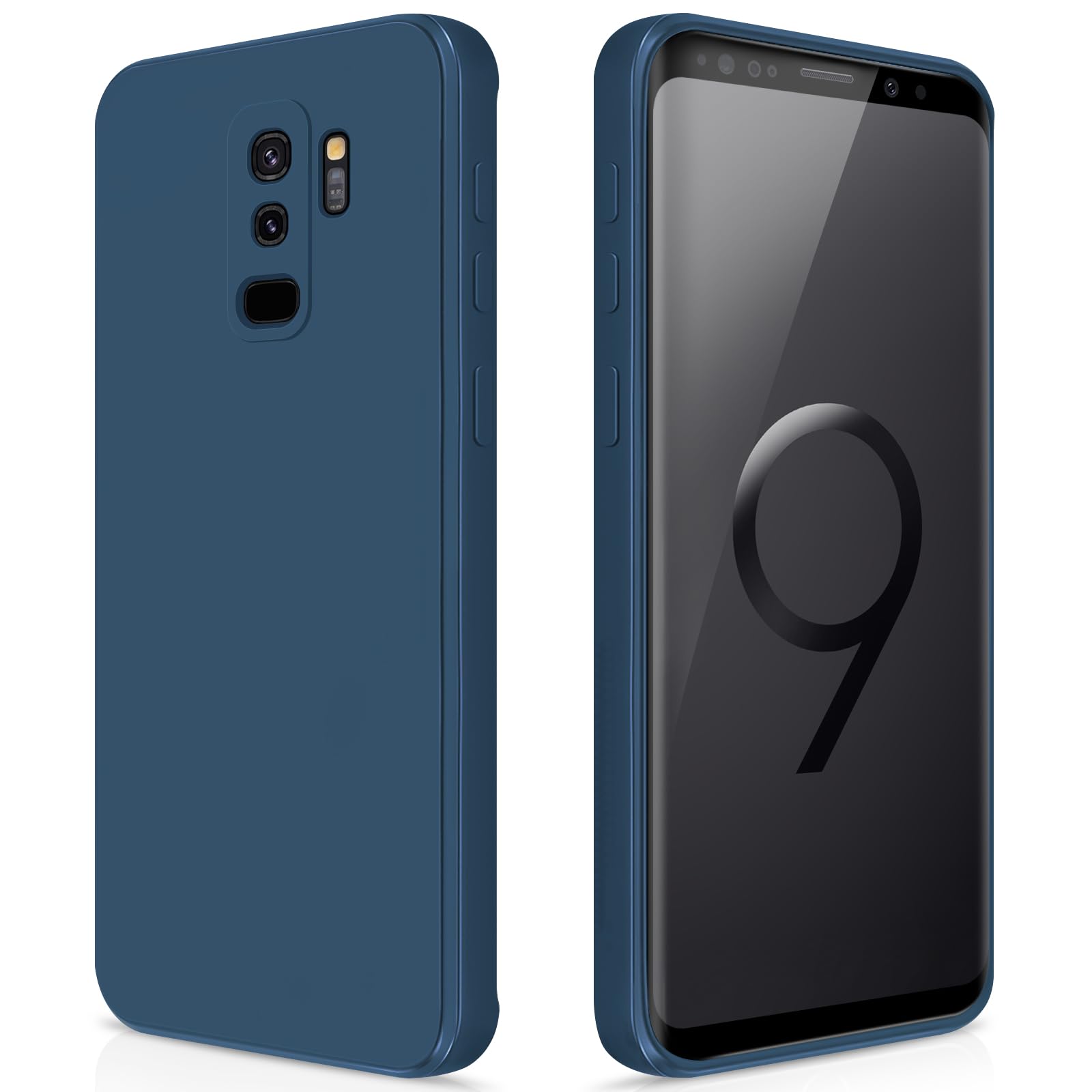 GiiYoon Hülle Kompatibel mit Samsung Galaxy S9 Plus, Hochwertiges Liquid Silicone Case, Rundumschutz Handyhülle, Kratzfestes Weiches Mikrofaserfutter- Blau