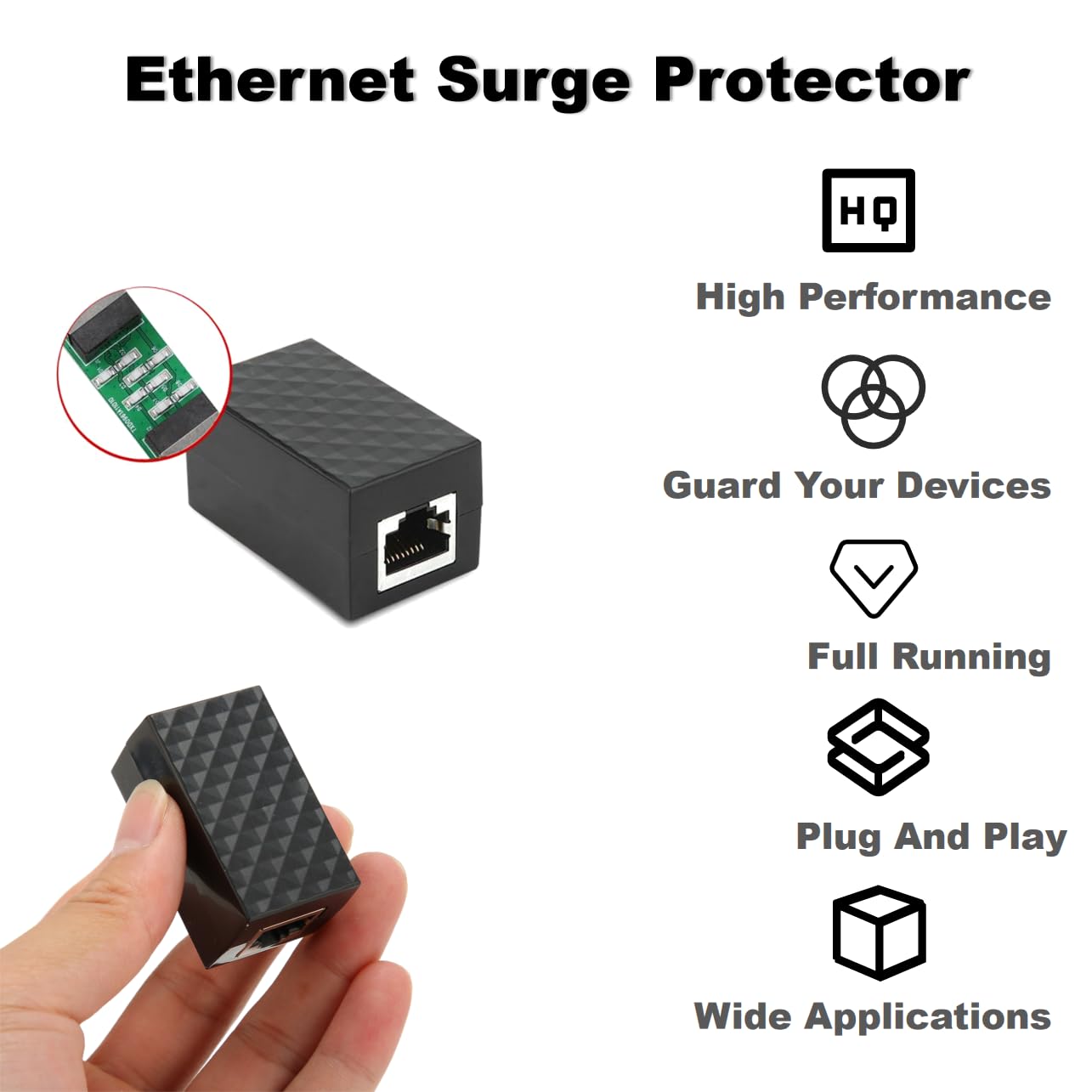 Ethernet Protector RJ45 Female POE Gigabit Ethernet LAN Network CAT5/CAT6 Thunder Arrester for Protections Device Extension Adapter