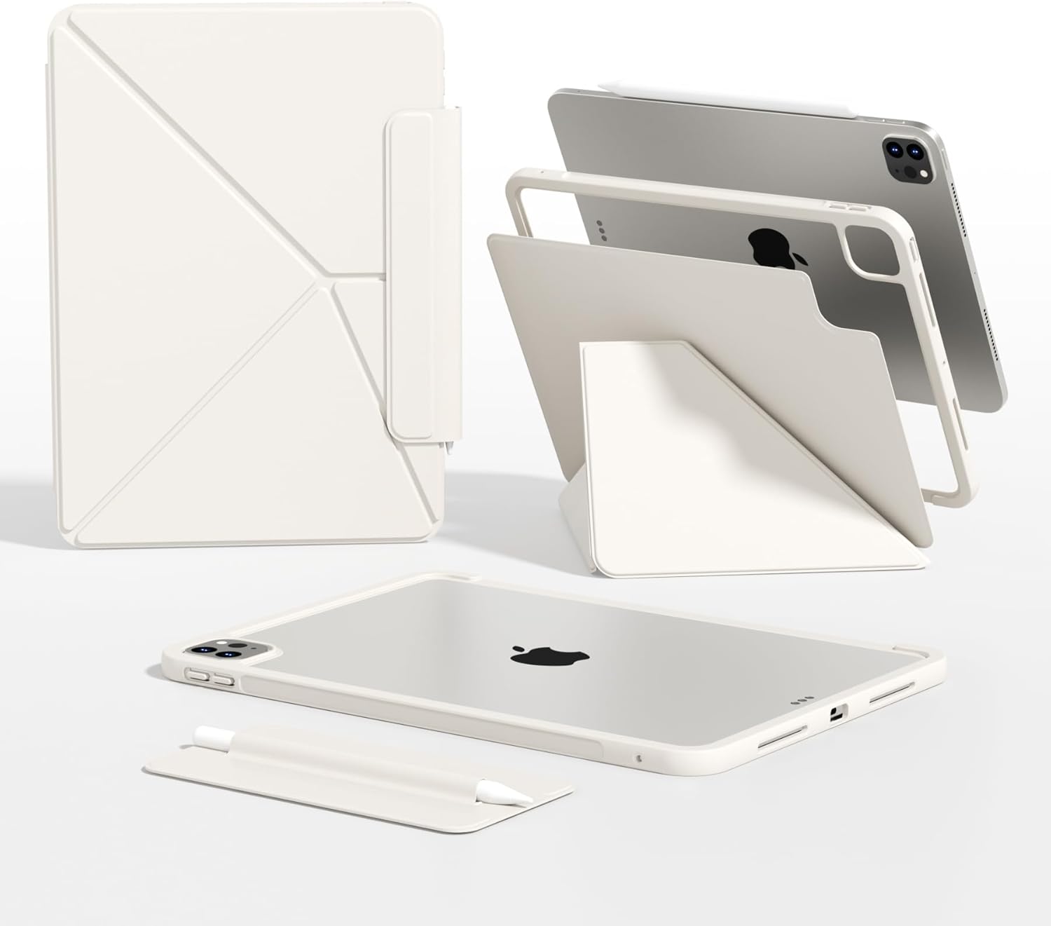 Case for iPad (A16) 11th/10th Generation 2025/2022 with Pencil Holder, Multi Angles, Magnetic Attachment, Shockproof Frame, Slim Soft TPU Stand Cover for iPad 11-inch 10.9-inch (Cream White)