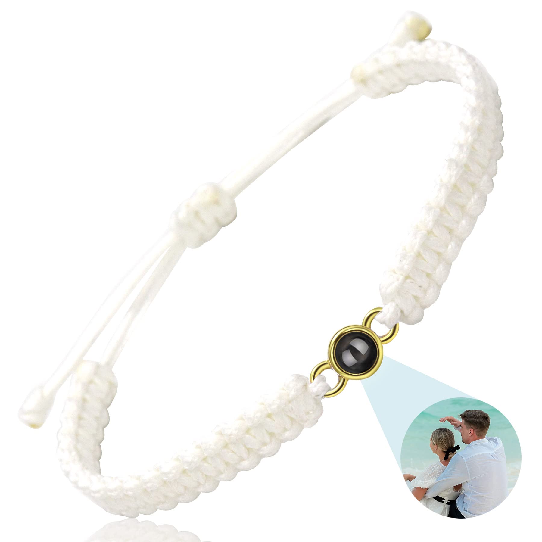 SUPHELPU Bracelet with Picture Inside, Personalized Circle Photo Bracelet Projection, Italian Style Charm Bracelets, Personalized Gifts for Women Boyfriend Couples, Photo Gifts for Memorial